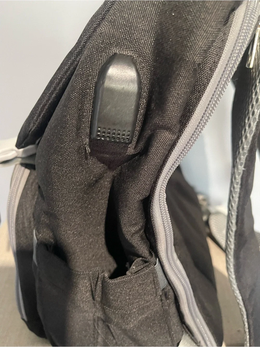 Black Diaper Backpack with Gray Accents